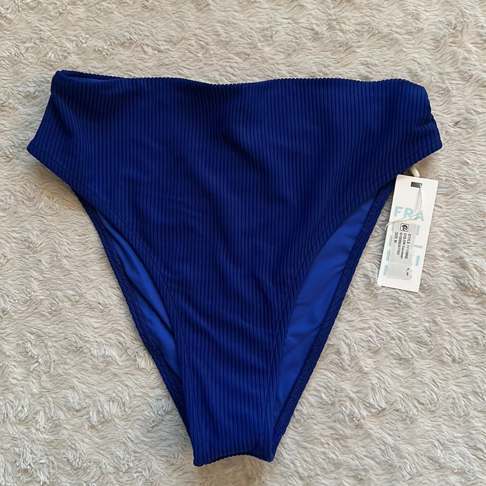 Frankies Bikinis Jenna Ribbed High Waist Bikini Bottom NWT